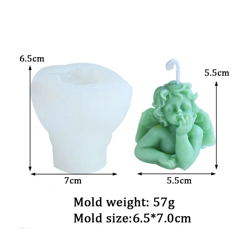 Stampo in silicone a forma di angelo per realizzare candele per aromaterapia in gesso.