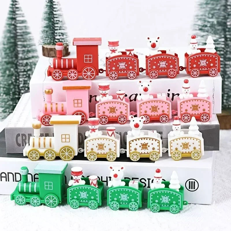 Decorazioni natalizie a forma di treno in legno, decorazione per torta di Babbo Natale
