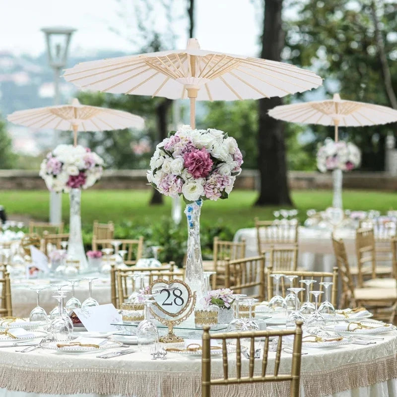 Ombrelloni di carta - 30-50 pezzi, 80 cm, bianchi, per decorazioni nuziali.