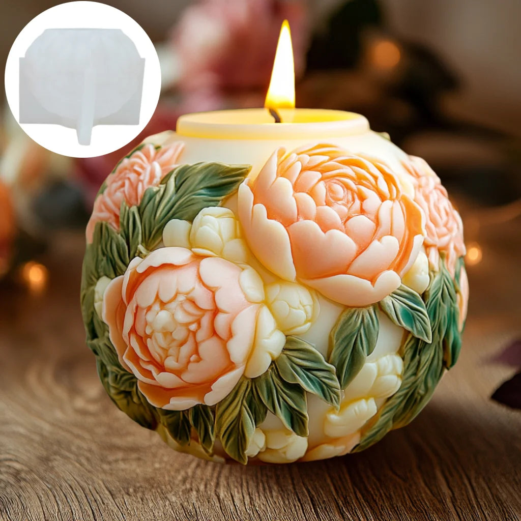 Grande stampo in silicone per candela a forma di rosa con fiore di peonia