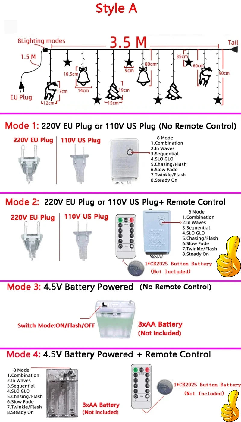 Luci di Natale 2025 Ghirlanda di luci 220V/110V/Batteria