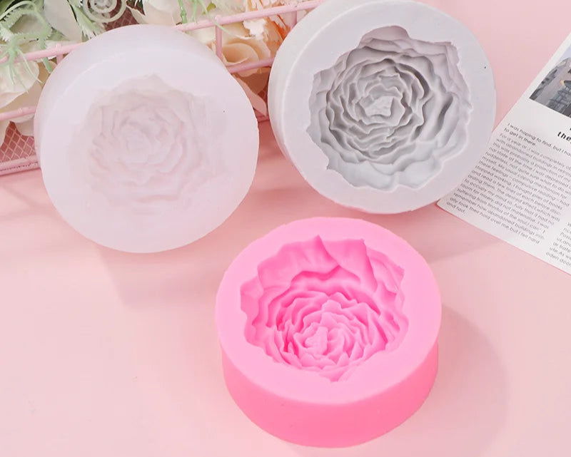 Grande stampo per candela in silicone a forma di peonia 3D