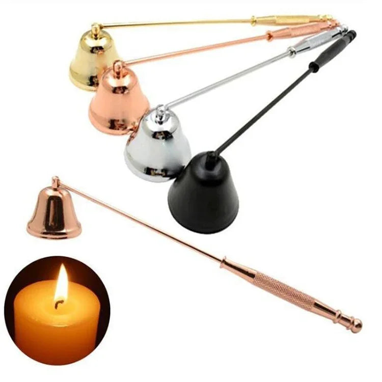 Candela in acciaio inox con manico lungo, estintore a campana, stoppini fuori