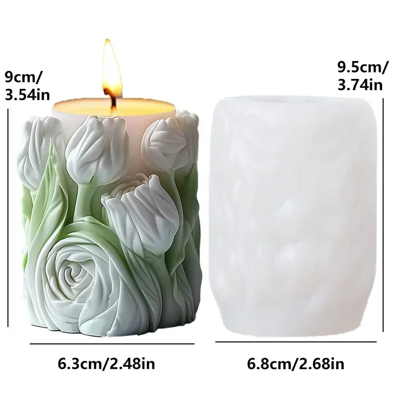 Stampo in silicone per candele cilindriche in gesso a forma di fiore di lavanda