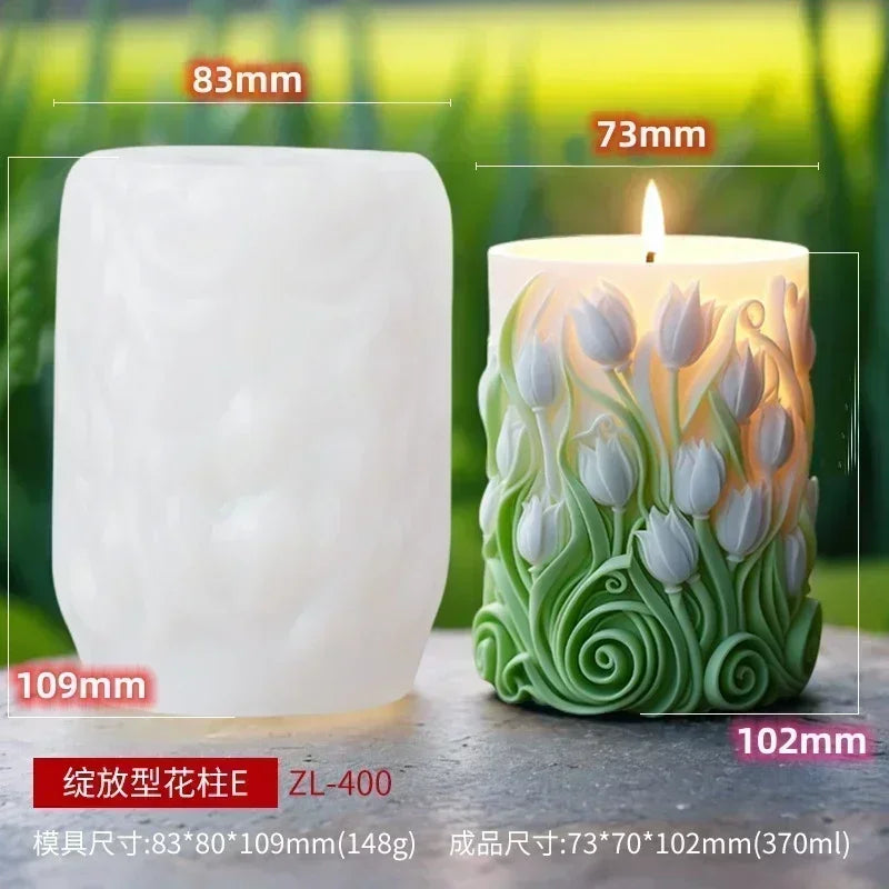 Stampo in silicone per candele cilindriche in gesso a forma di fiore di lavanda