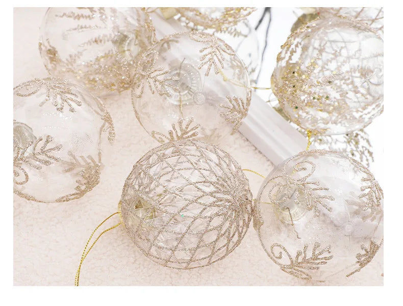 Set di palline di Natale per feste infrangibili trasparenti da 8 cm.