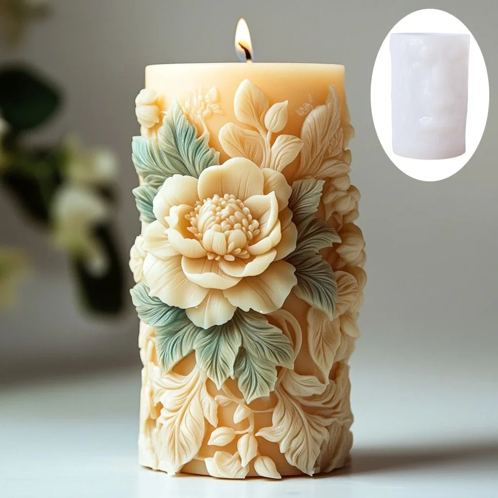 Grande stampo in silicone per candela a forma di rosa con fiore di peonia