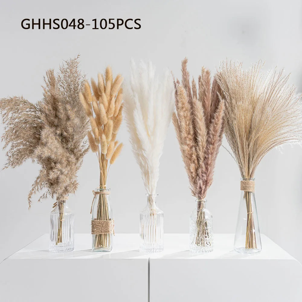 Fiori artificiali secchi di erba di coda di coniglio della Pampa soffice, 120 pezzi
