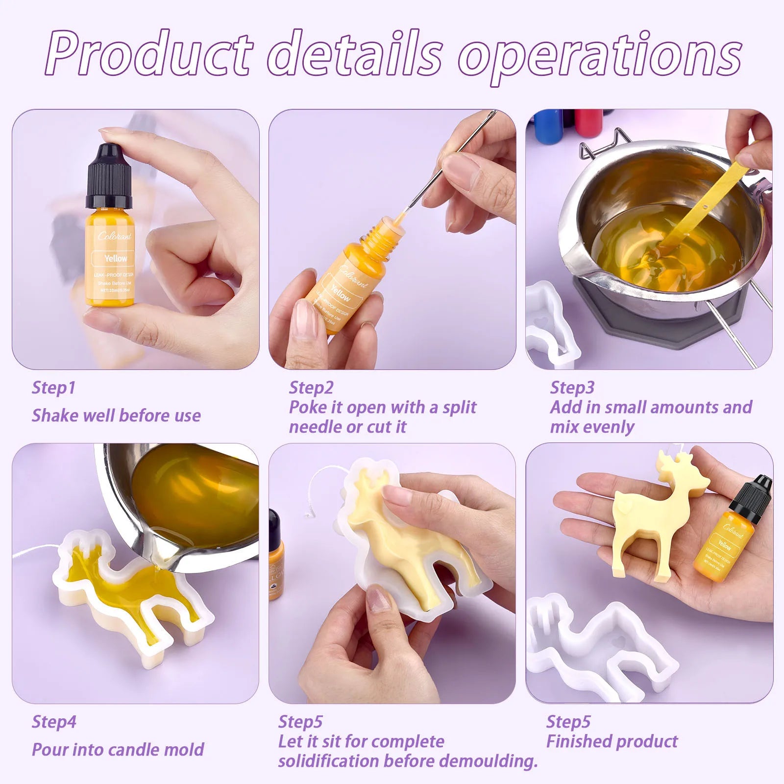 Pigmento colorante per candele, liquido per aromaterapia, 10 ml