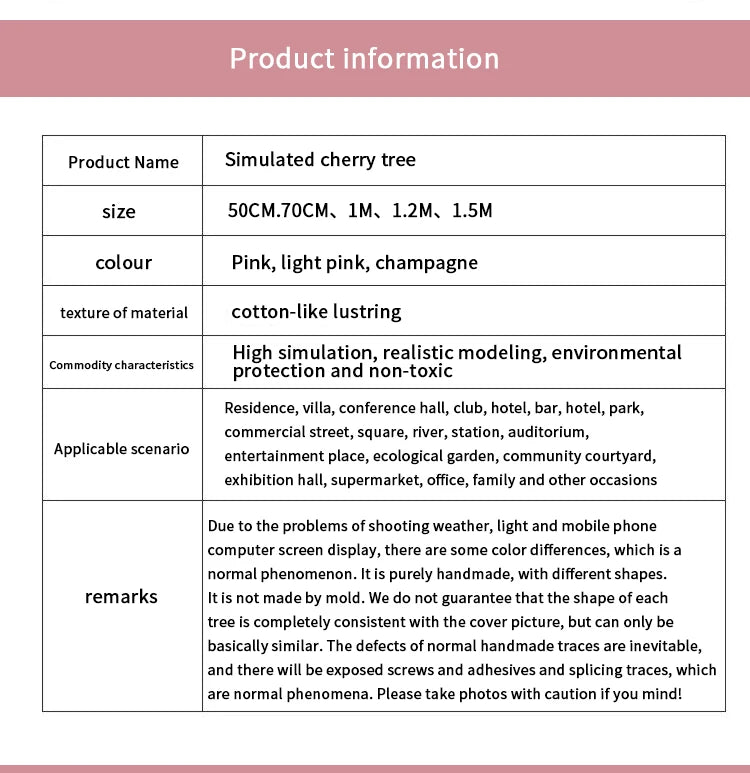 Hojas de bonsái de árbol de flor de cerezo artificial para decoración de eventos, hogar u oficina.
