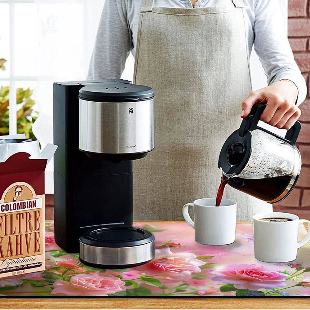 Tappetino assorbente da cucina grande con fiori e rose