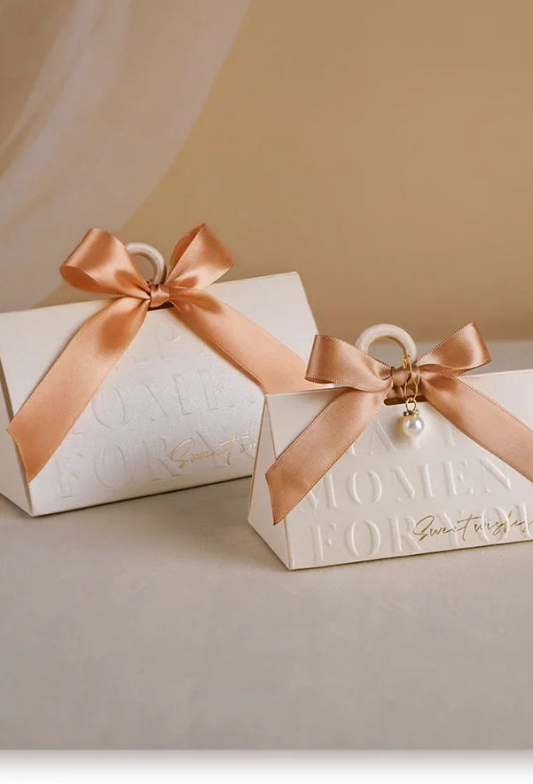 Scatola regalo portatile per caramelle triangolare da matrimonio, colore rosso vino, 5 pezzi