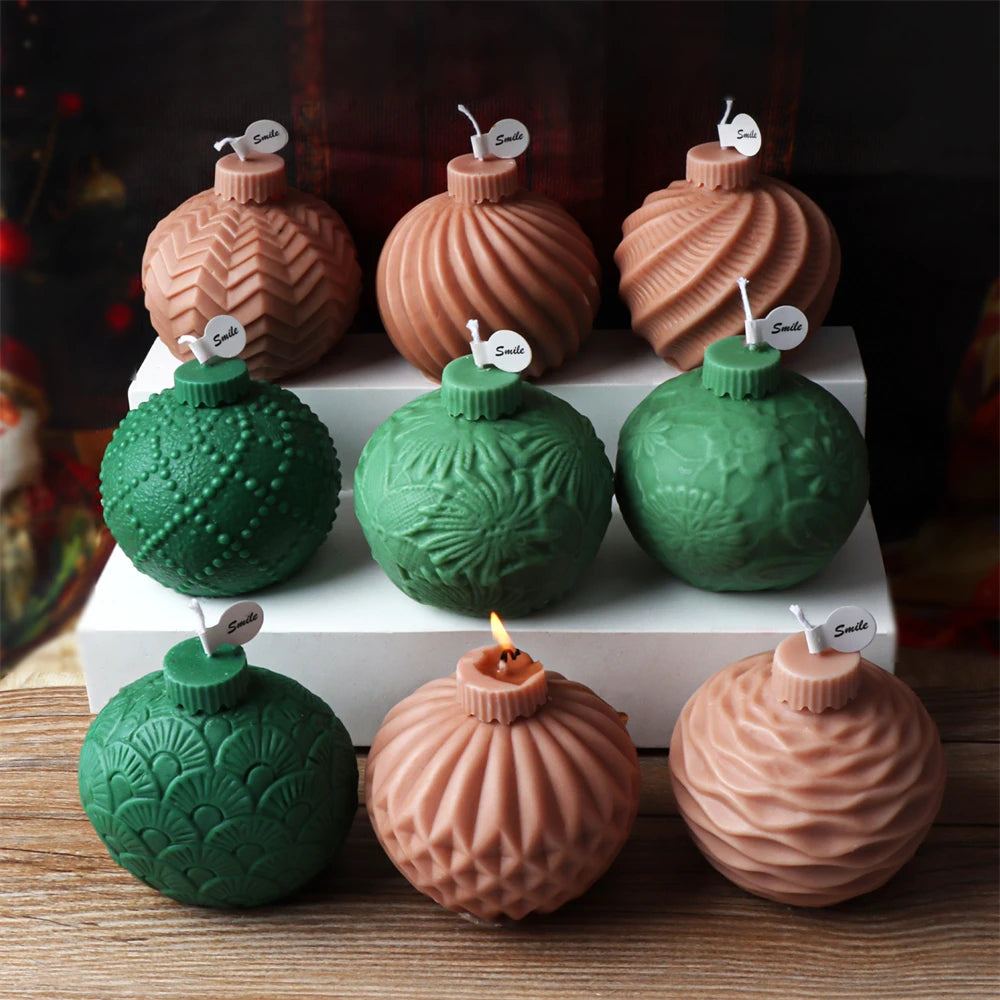 Christmas Ball Silicone Candle Mold 3D Geometric Sphere Aromatherapy.