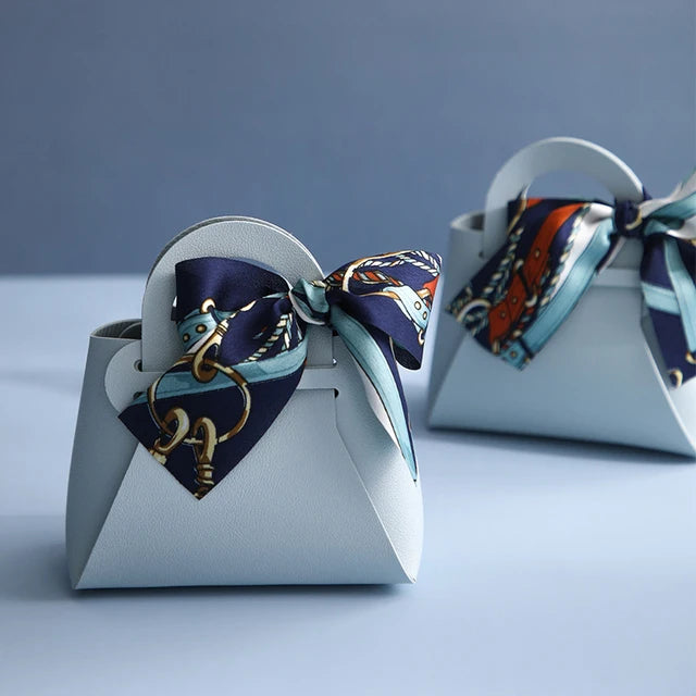 Borse regalo in pelle, mini borsetta con nastro, 5 pezzi