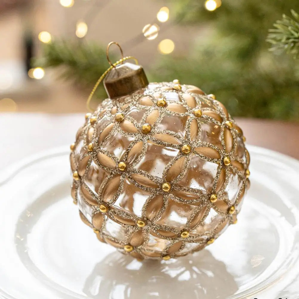 Decorazioni per l'albero di Natale, palline di vetro glitterate.