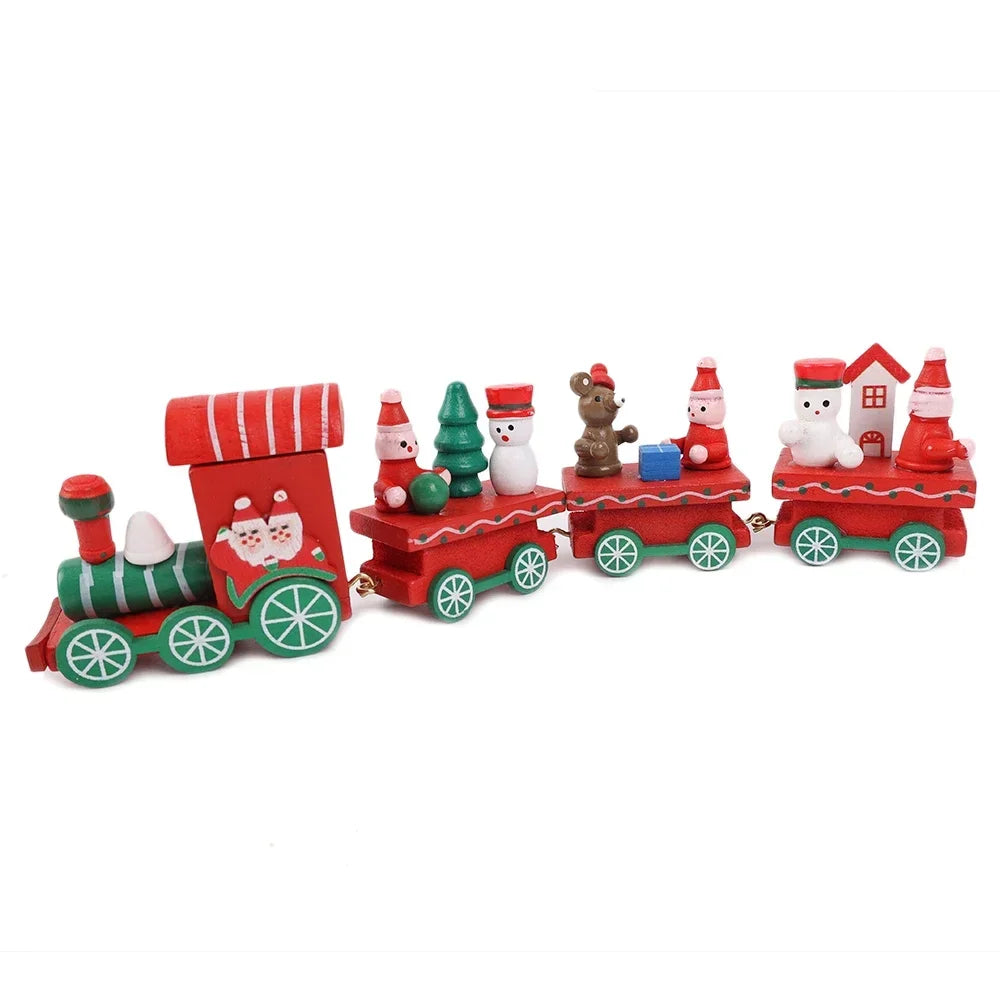 Decorazioni natalizie a forma di treno in legno, decorazione per torta di Babbo Natale