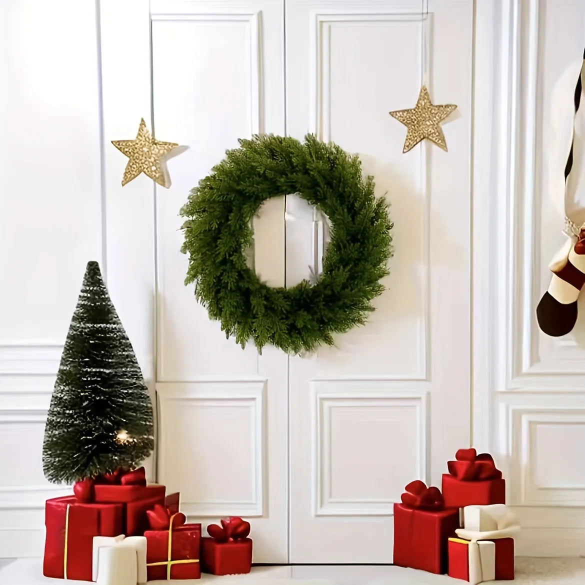 Ghirlande di Natale Ghirlande per porta d'ingresso Ghirlanda verde Artificiale realistica.