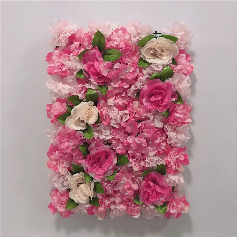 Sfondo decorativo per pareti con fiori artificiali di rose di seta rosa