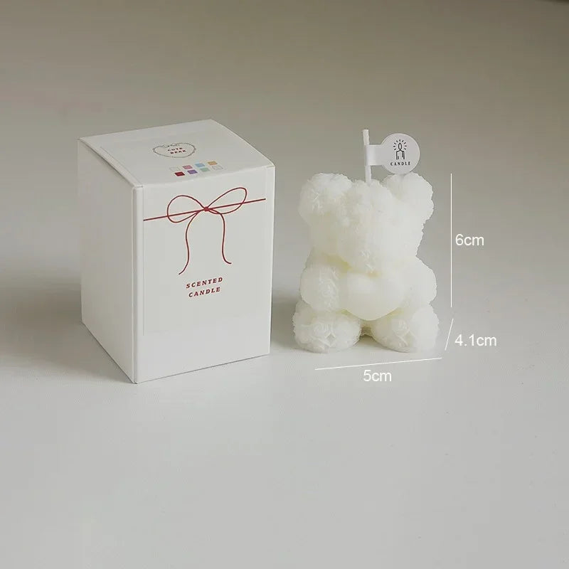 Candela Orso Romantica e Carina, Cera di Soia, Aromaterapia, Piccola, Profumata