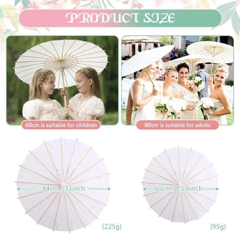 Papierschirm – 30–50 Stück 80 cm weißer Sonnenschirm für Hochzeitsdekoration.