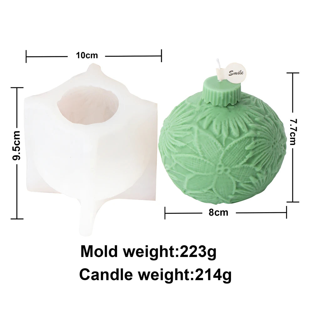 Christmas Ball Silicone Candle Mold 3D Geometric Sphere Aromatherapy.