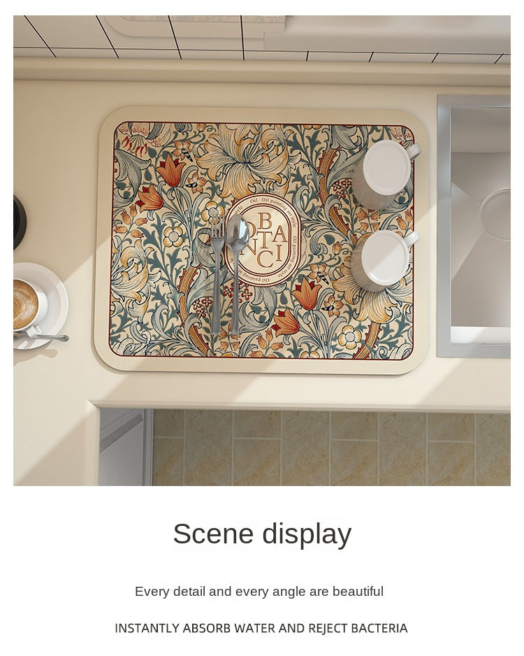 Tappetino per lavare e scolare i piatti Vintage Earth Kitchen, super assorbente