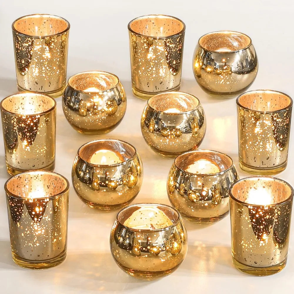 Portacandele tealight in vetro al mercurio