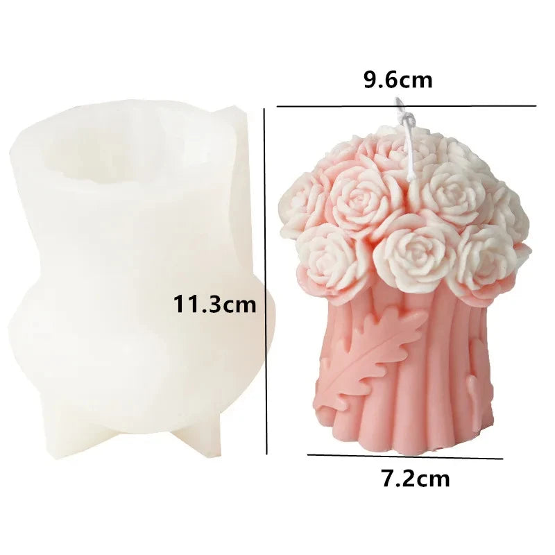Grande stampo in silicone 3D per candela a forma di fiore di peonia