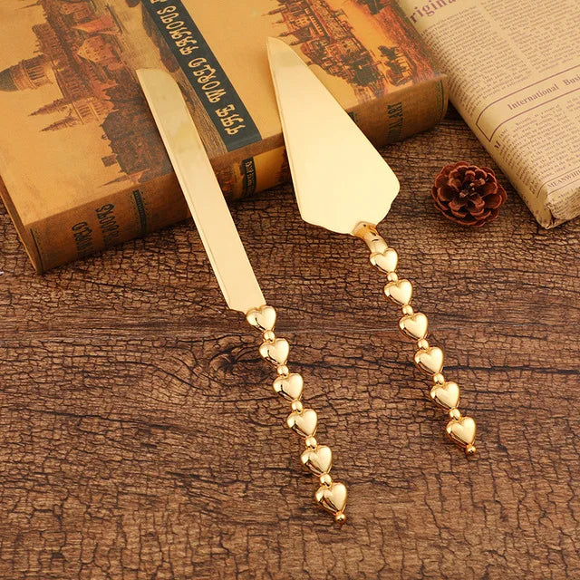 Kuchenmesser- und -heber-Set, 2-teiliges goldenes Kuchenschneidebesteck von KONCO.