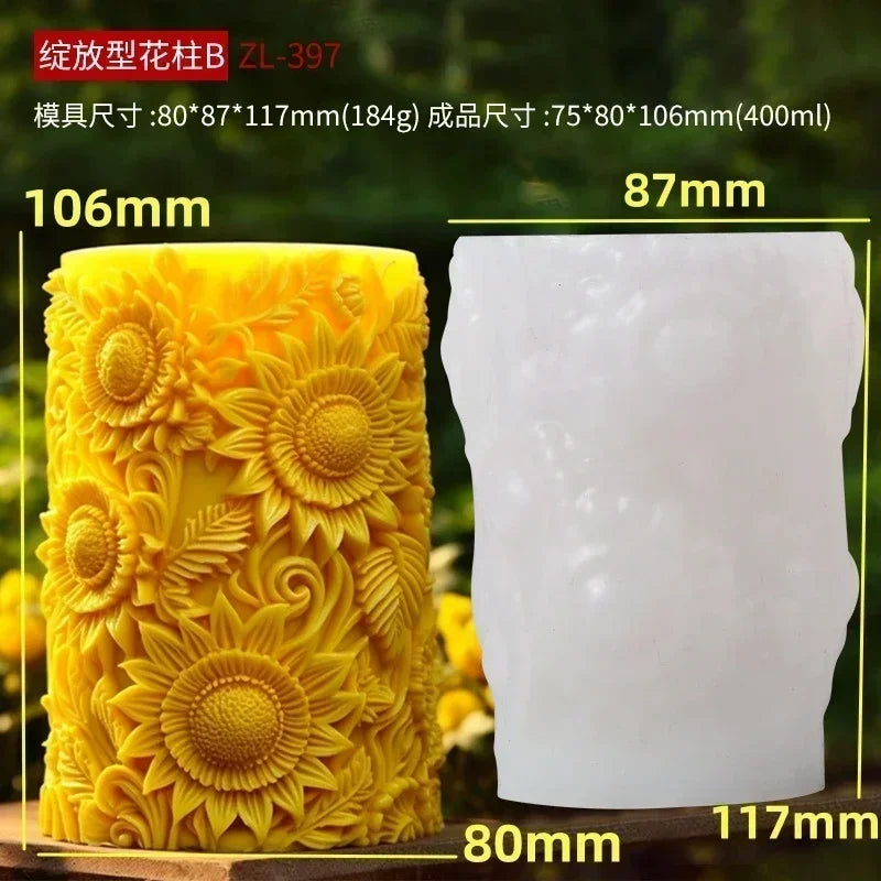 Stampo in silicone per candele cilindriche in gesso a forma di fiore di lavanda