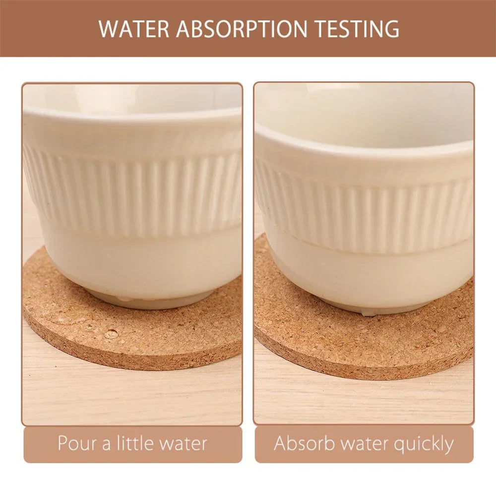 Sottobicchieri in sughero antiscivolo, sottobicchieri rotondi in legno naturale