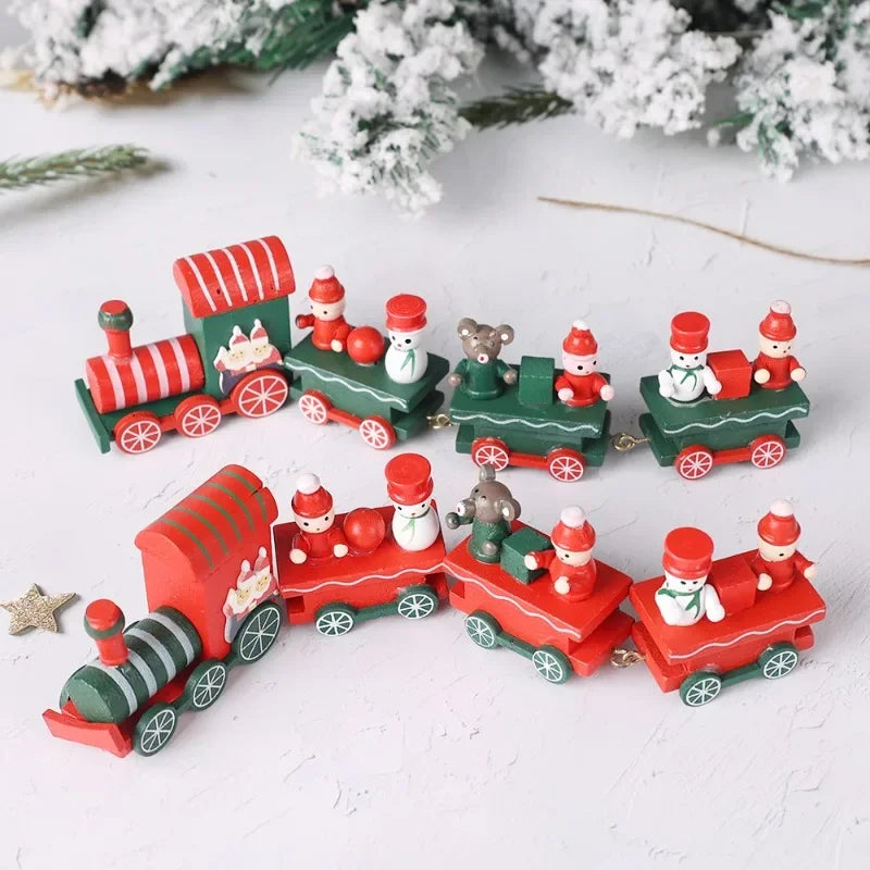 Decorazioni natalizie a forma di treno in legno, decorazione per torta di Babbo Natale