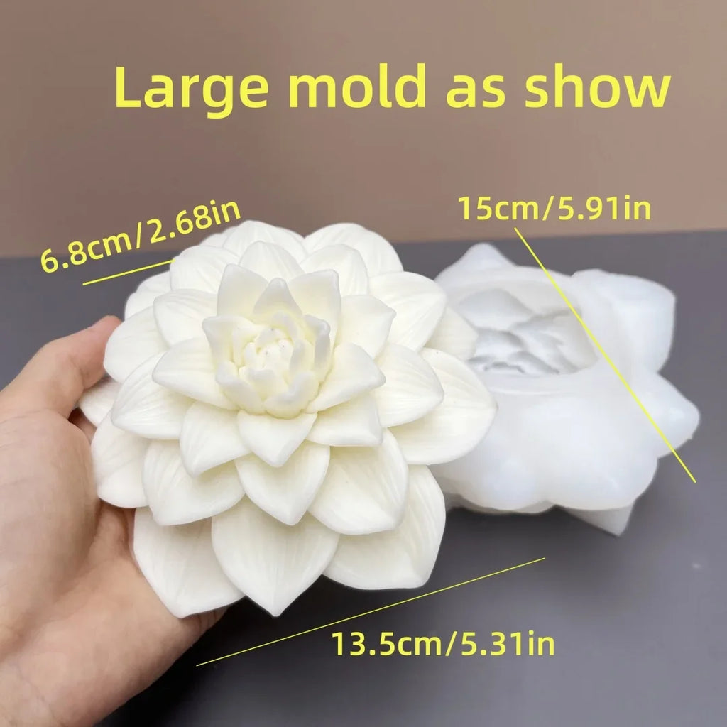 Grande stampo in silicone 3D per candela a forma di fiore di peonia