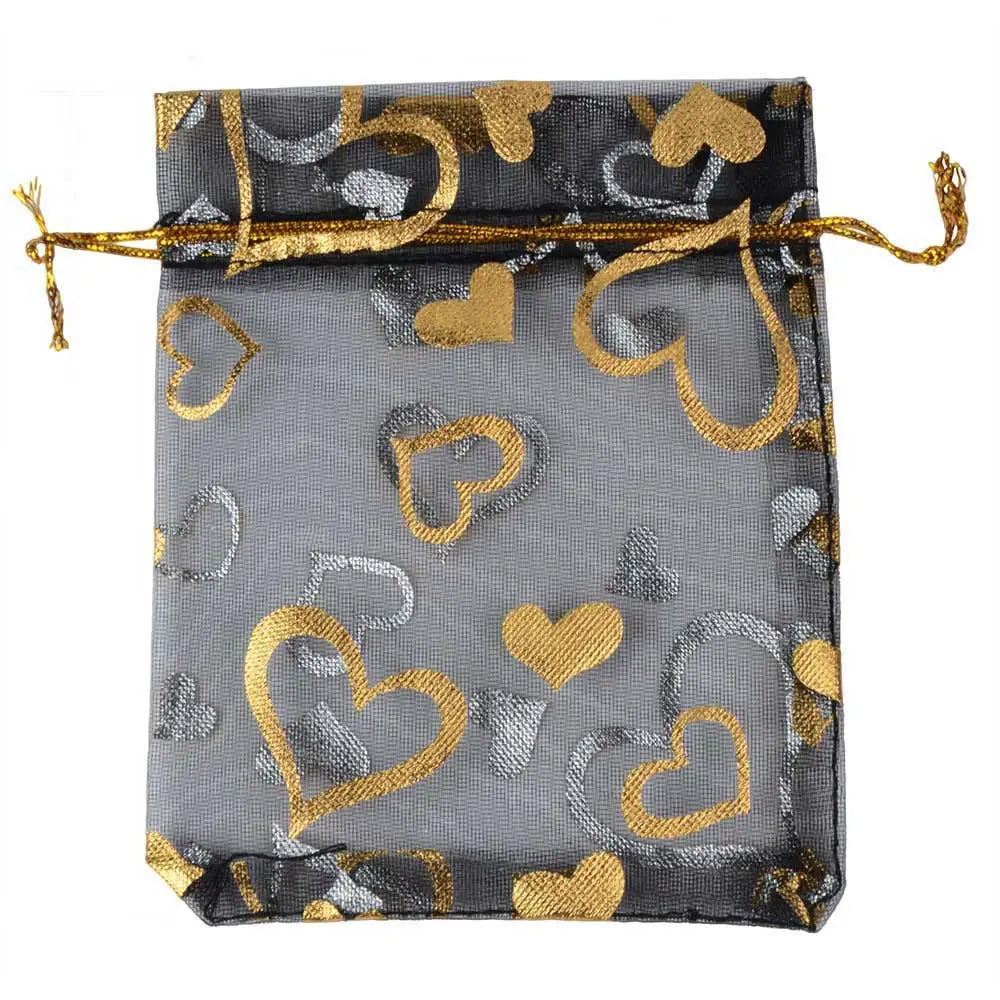 Sacchetti in organza a forma di cuore per eventi, 50 pezzi
