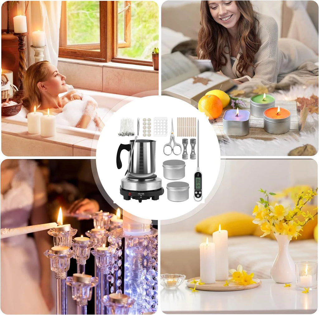 Kit per la fabbricazione di candele con fornello elettronico da 500 W, set di strumenti per principianti con crogiolo