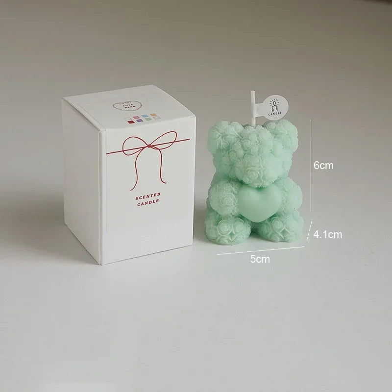 Candela Orso Romantica e Carina, Cera di Soia, Aromaterapia, Piccola, Profumata