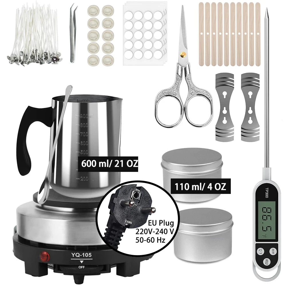Kit per la fabbricazione di candele con fornello elettronico da 500 W, set di strumenti per principianti con crogiolo