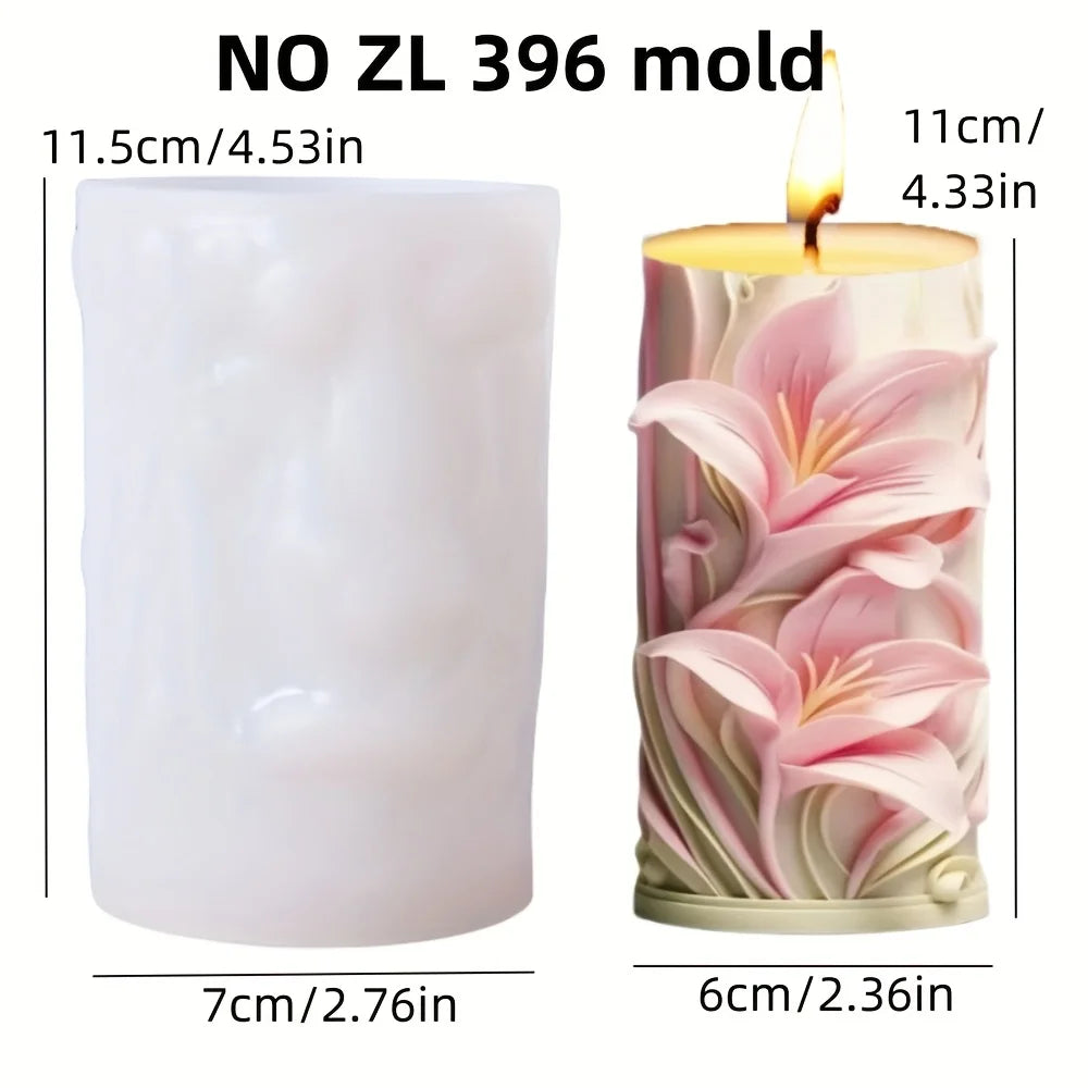 Stampo in silicone per candele cilindriche in gesso a forma di fiore di lavanda