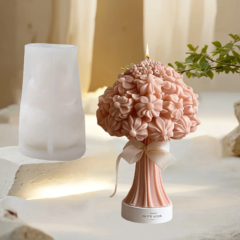 Grande stampo in silicone 3D per candela a forma di fiore di peonia