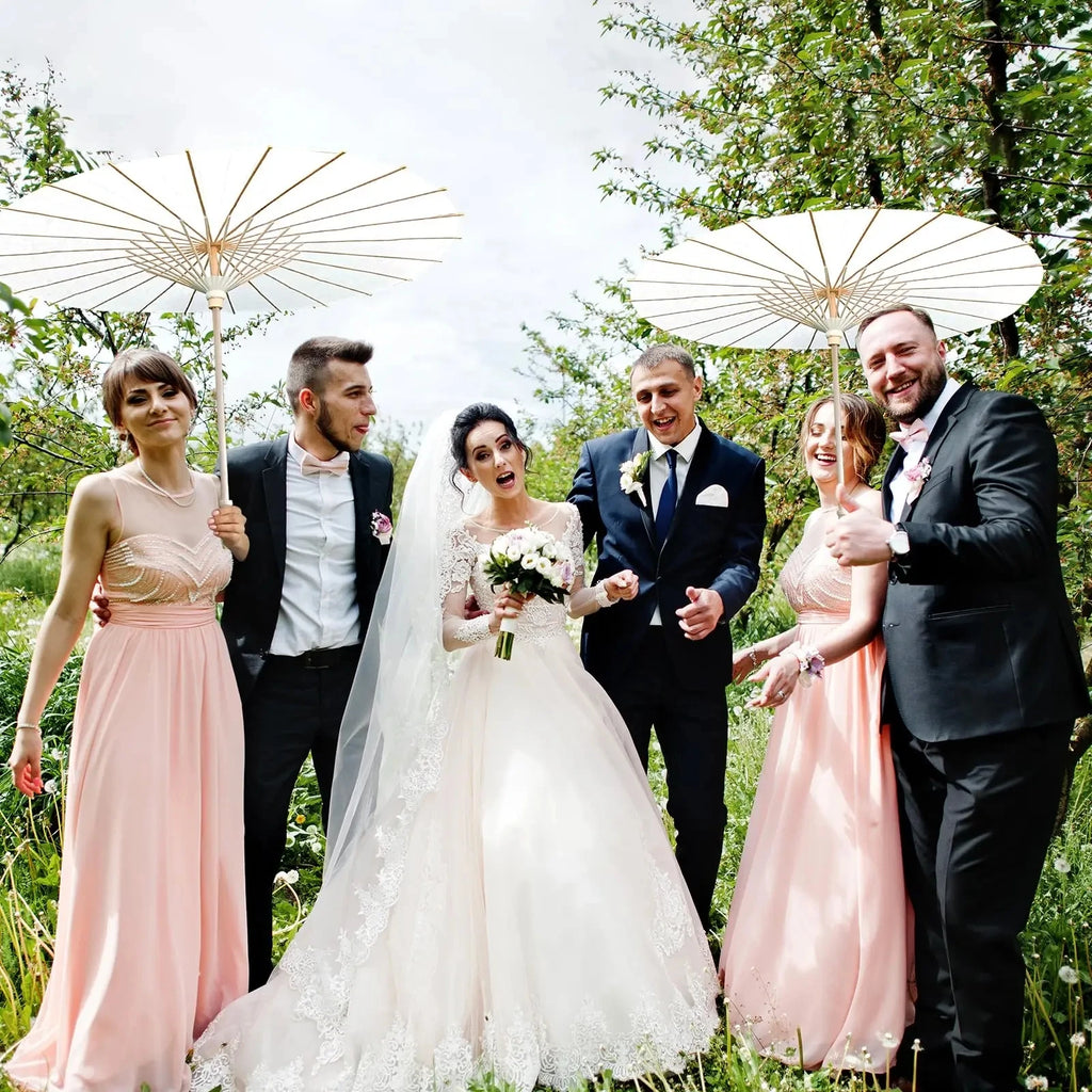 Ombrelloni di carta - 30-50 pezzi, 80 cm, bianchi, per decorazioni nuziali.