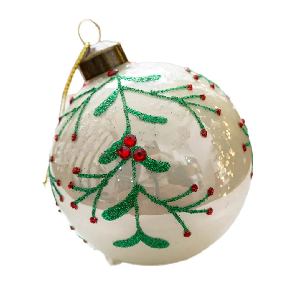 Decorazioni per l'albero di Natale, palline di vetro glitterate.