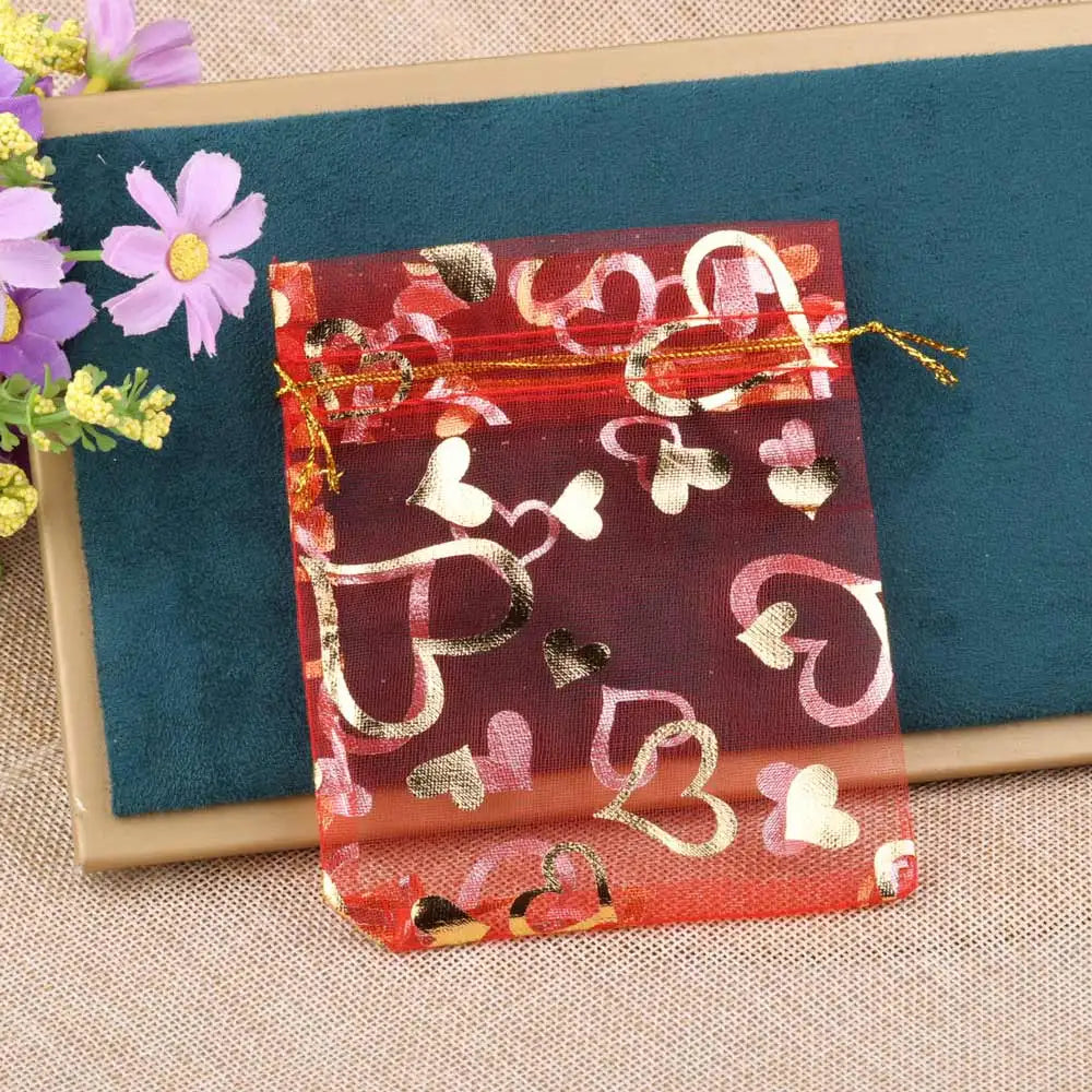 Sacchetti in organza a forma di cuore per eventi, 25 pezzi