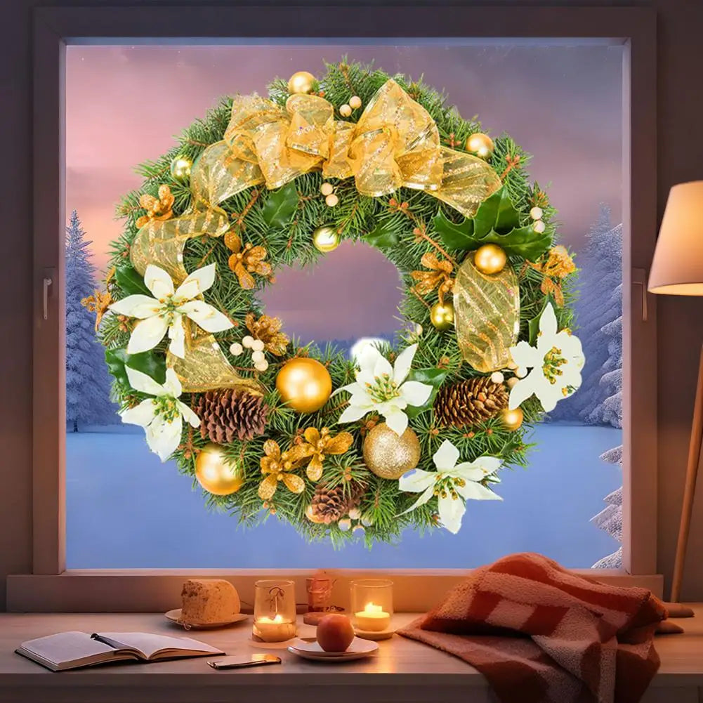 Decorazioni adesive per finestre natalizie, motivo a ghirlanda.