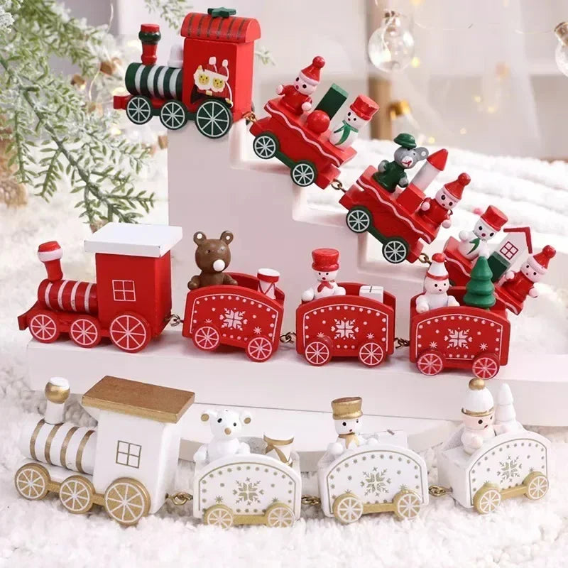 Decorazioni natalizie a forma di treno in legno, decorazione per torta di Babbo Natale