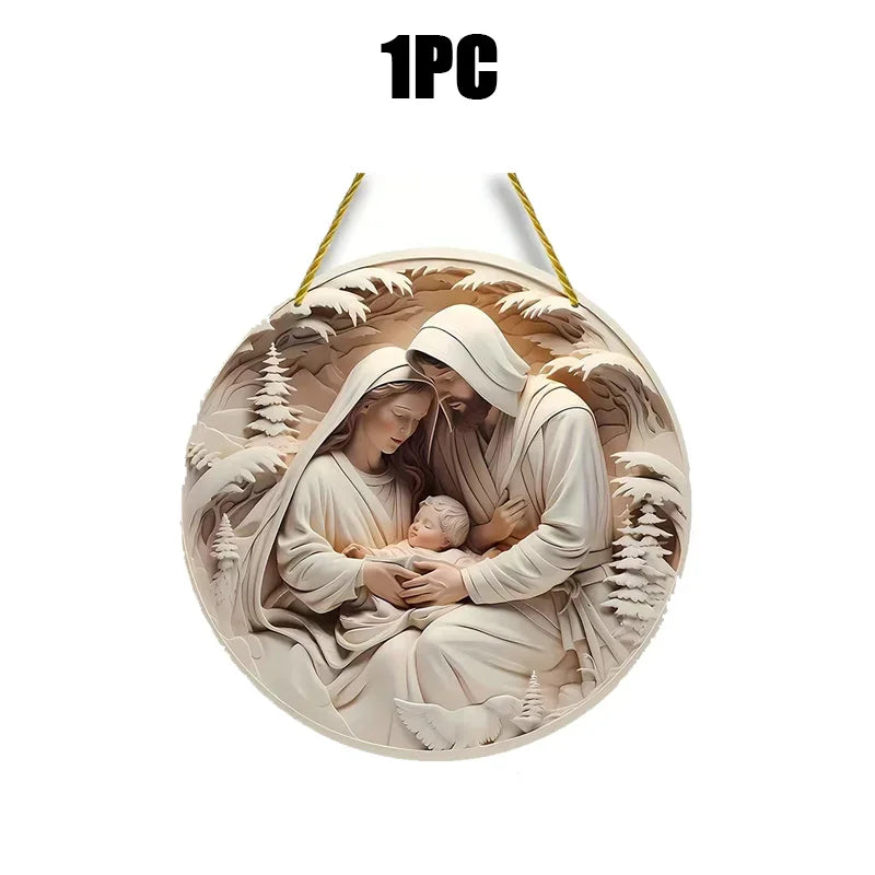 Adorno navideño 3D de Cristo Jesús para el árbol de Navidad