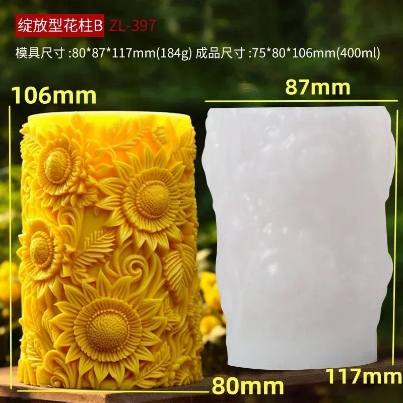 Grande stampo in silicone per candela a forma di rosa con fiore di peonia