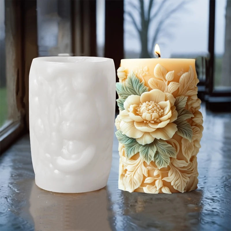 Grande stampo in silicone per candela a forma di rosa con fiore di peonia