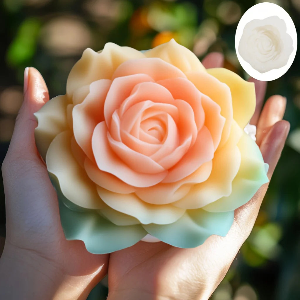 Grande stampo in silicone 3D per candela a forma di fiore di peonia