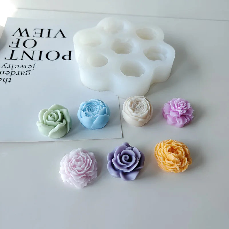 Stampi in silicone 3D per rose e peonie - 7 pezzi 