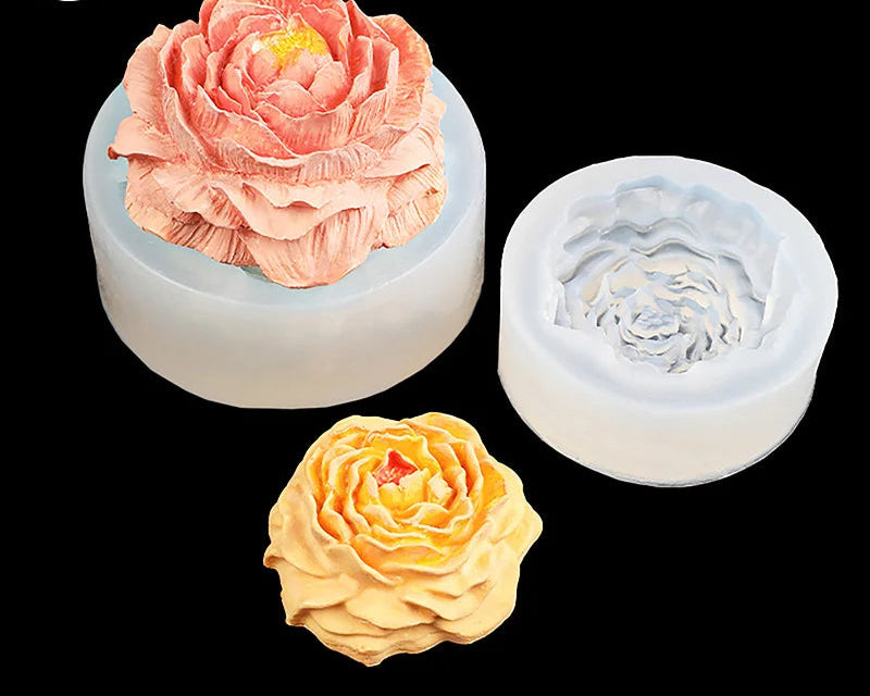 Grande stampo per candela in silicone a forma di peonia 3D